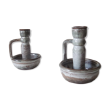 Pair of speckled sandstone candle holders