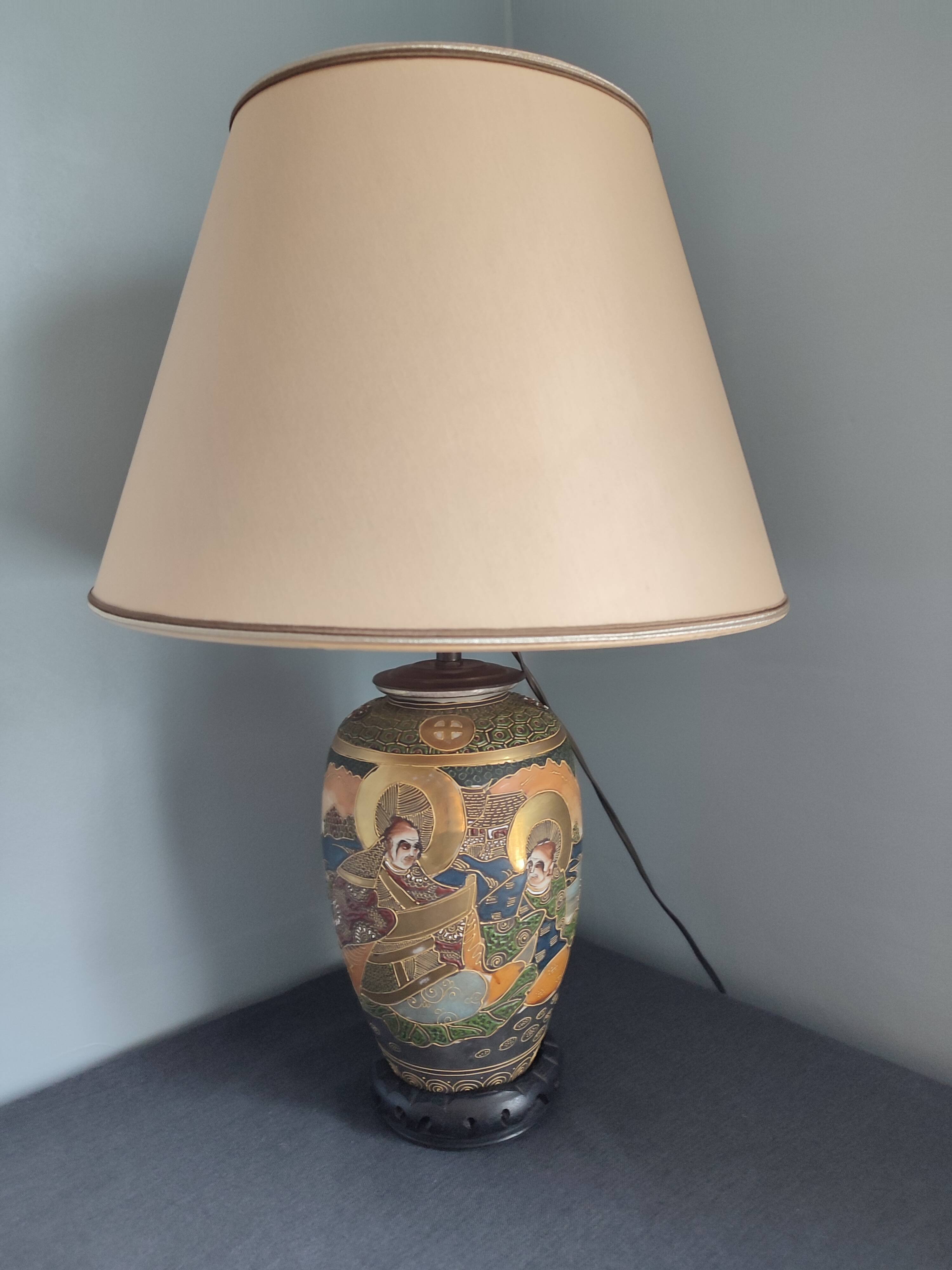 Old Japanese table lamp with Satsuma decoration.