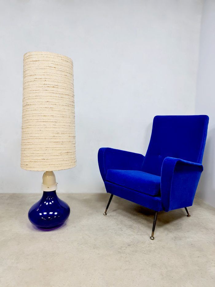 Italian blue glass floor lamp Selenova 60s