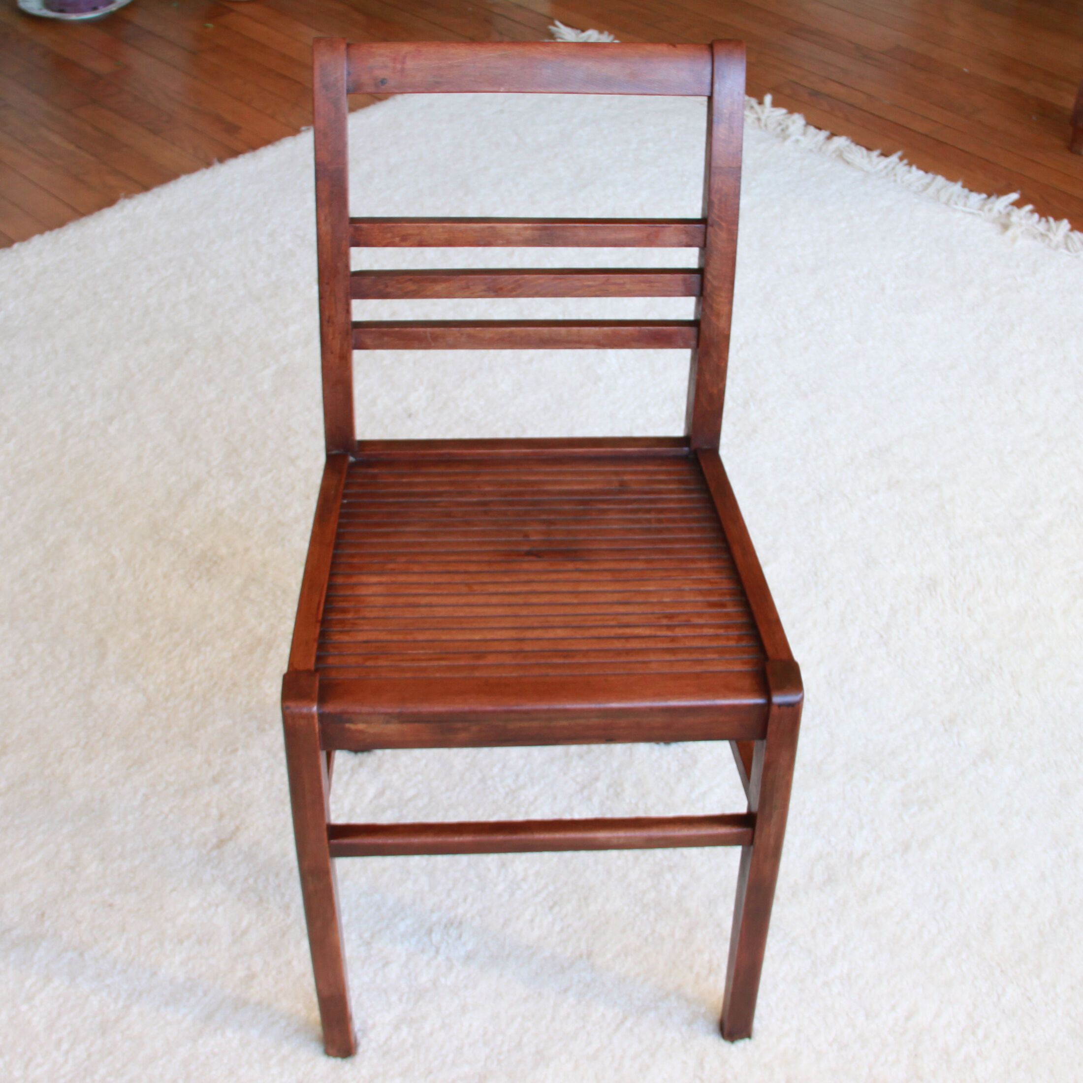 Set of 4 antique chairs waxed wood vintage bistro