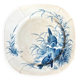 Blue ironstone plate from Gien, "Birds" service, circa 1870, no. 5.