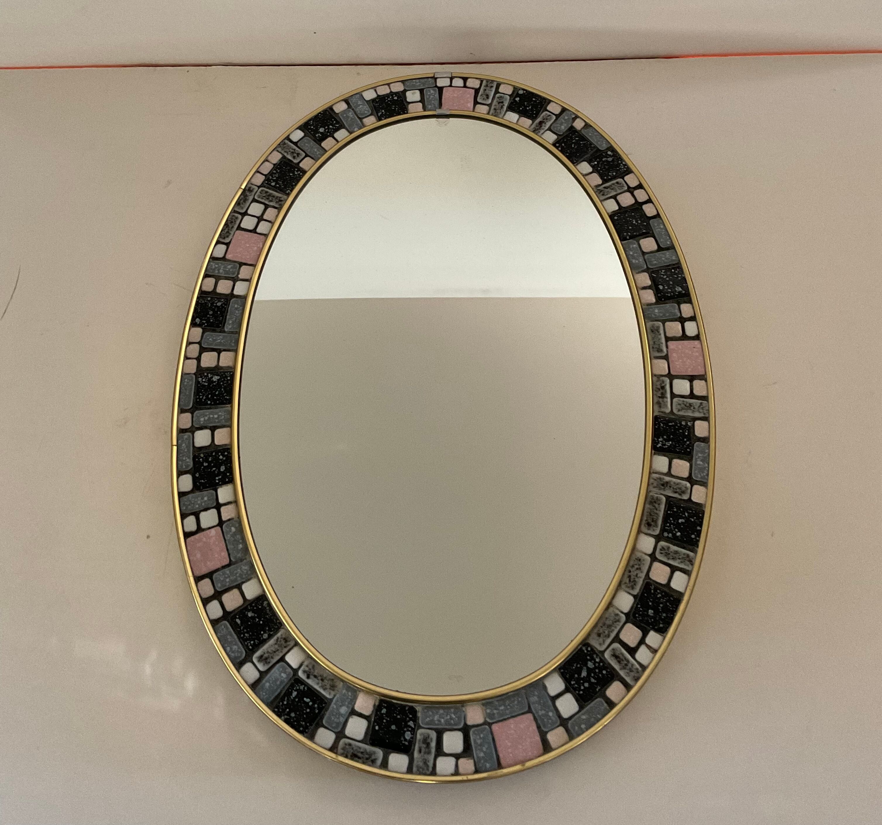 Vintage oval ceramic mirror