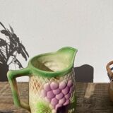 Pitcher in slip - earthenware Saint Clement numbered with fruit and grape basket decoration