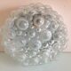 Round ceiling lamp in vintage bubbled glass 60s-70s