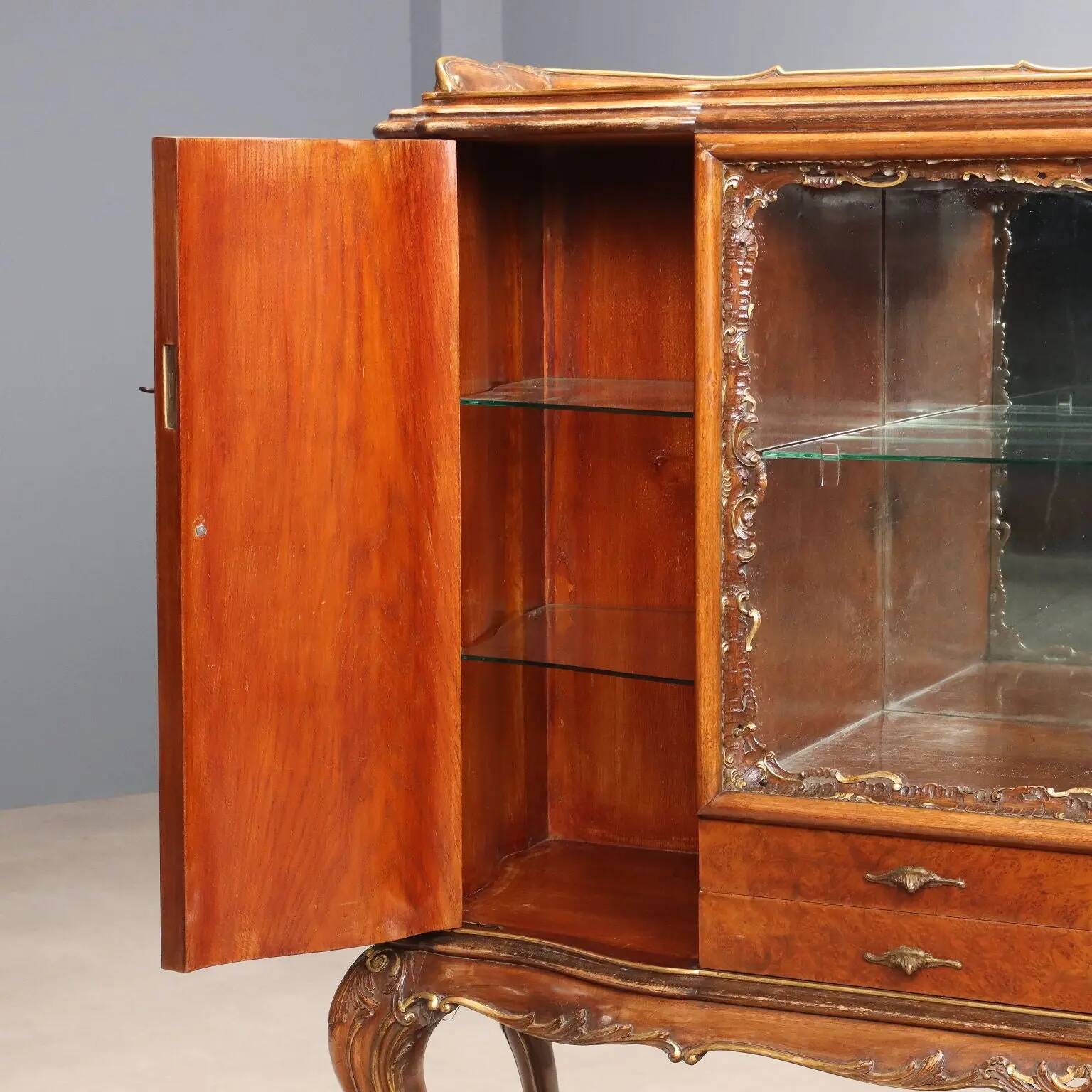 Antique Chippendale-style walnut buffet, Italy, 20th century