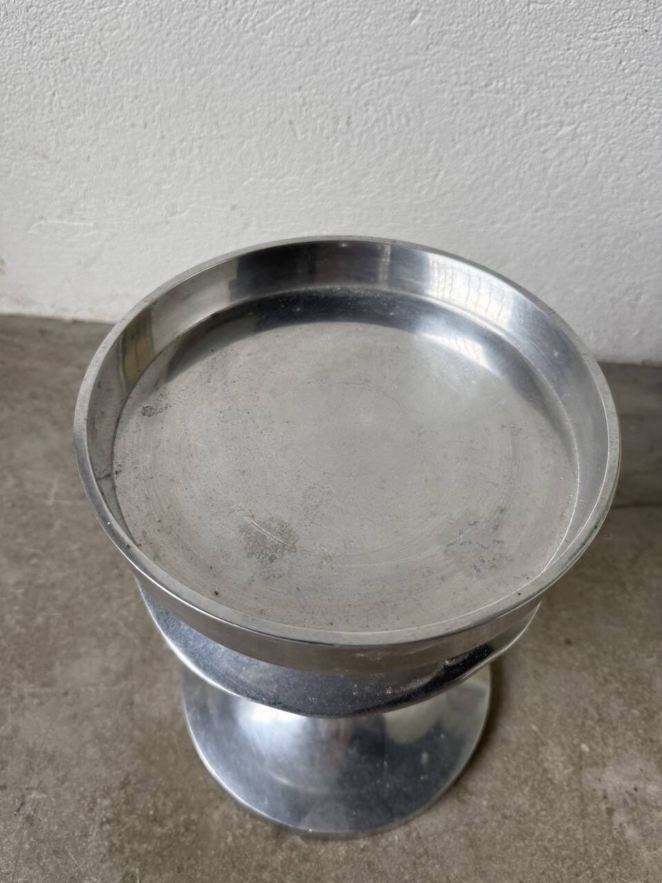 Brushed stainless steel console pedestal 1970