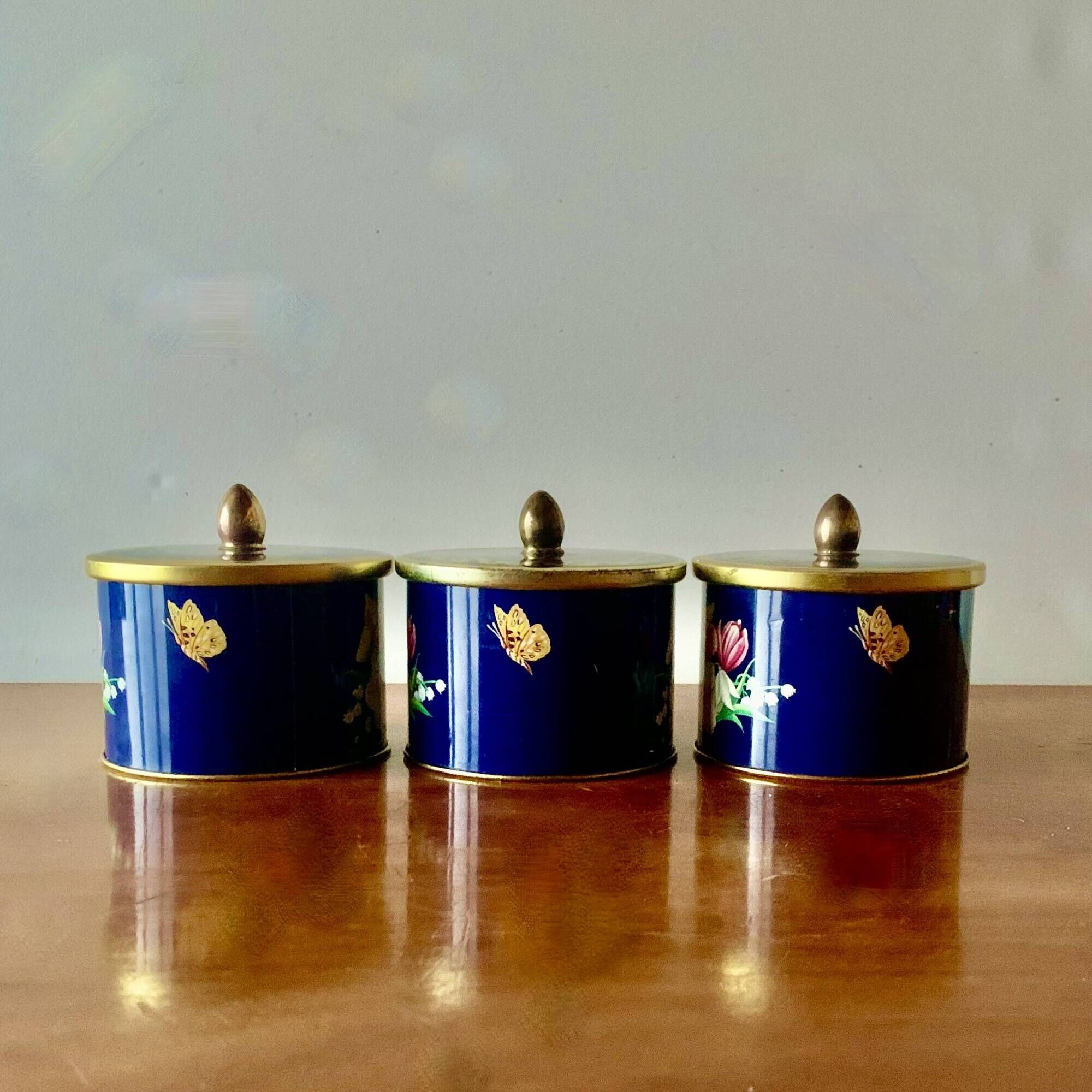 Trio of old Côte d'Or metal chocolate boxes - floral decoration