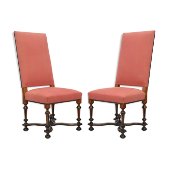 Pair of Louis XIV-style top-backed chairs