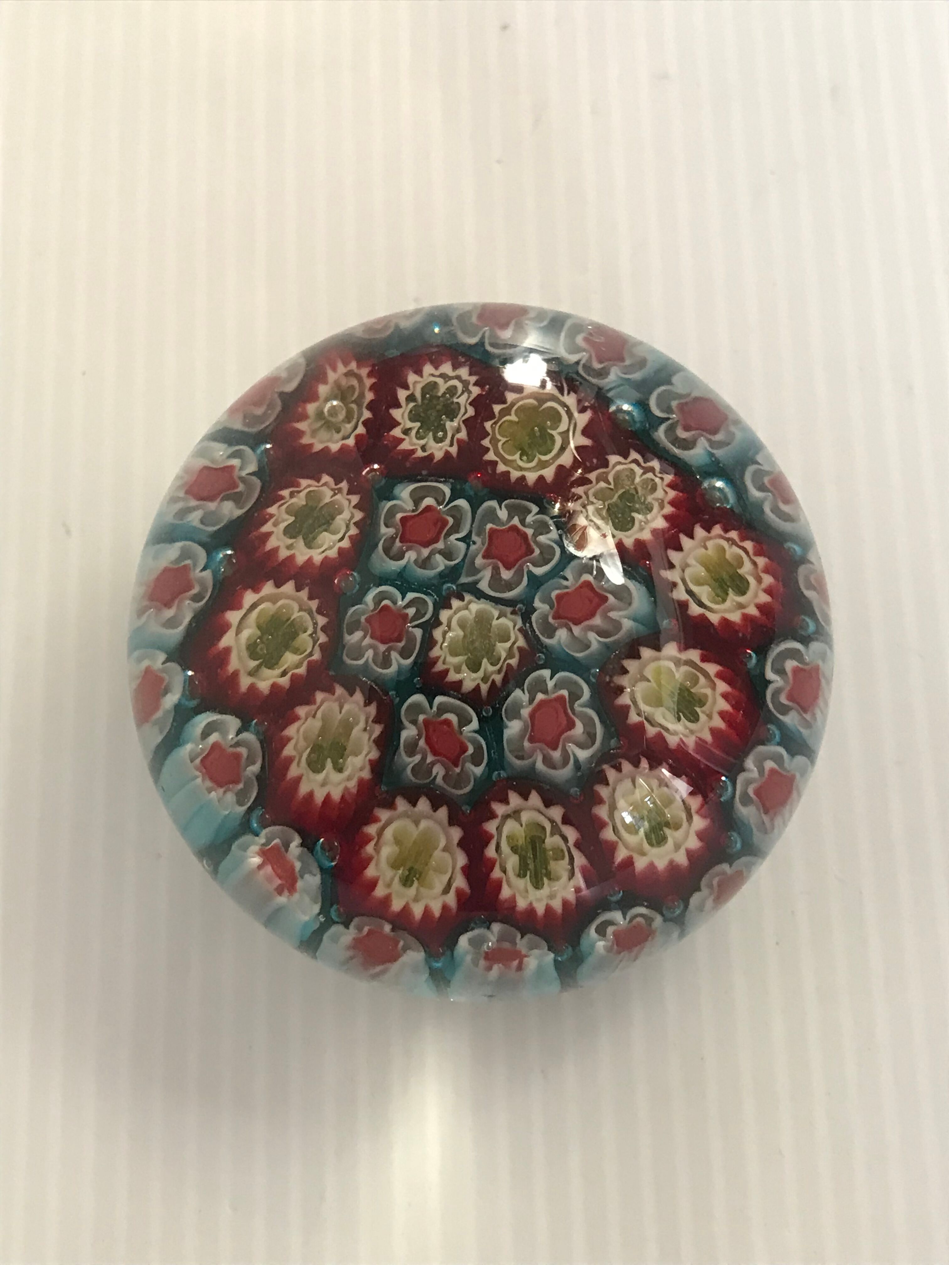Millefiori Murano parchment paperweight