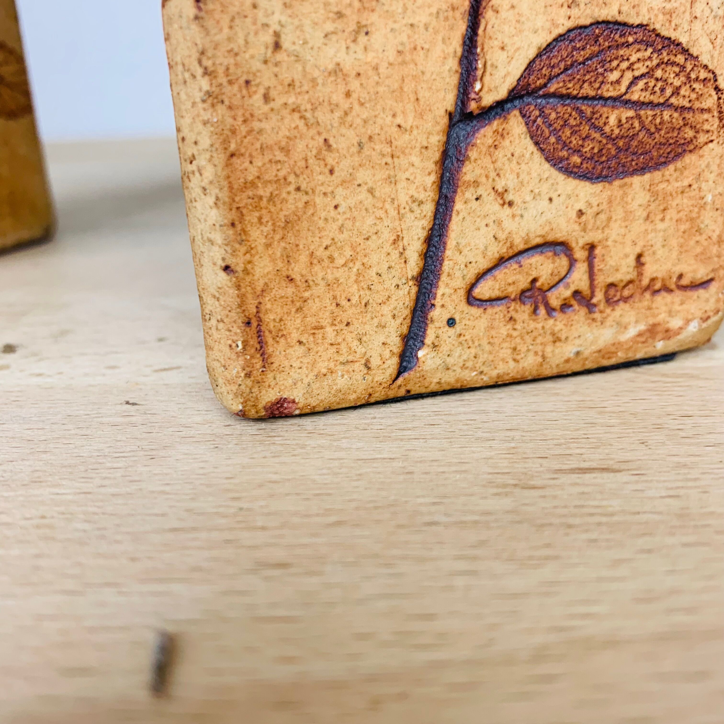 Pair of herbarium vases by Raymonde Leduc in Vallauris, triangle