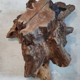 Sculptural wooden centrepiece, organic bowl, brutalist.