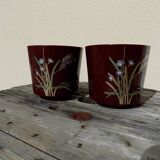 Pair of vintage Asian patterned flowerpots from the 1980s