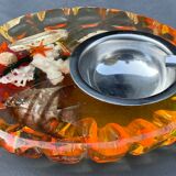 Resin ashtray or altuglas - shell shape, shell inclusion, fish, coral ect