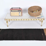 Small vintage flat-woven black rug.