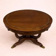 Empire round table – mahogany with inlays and claw feet