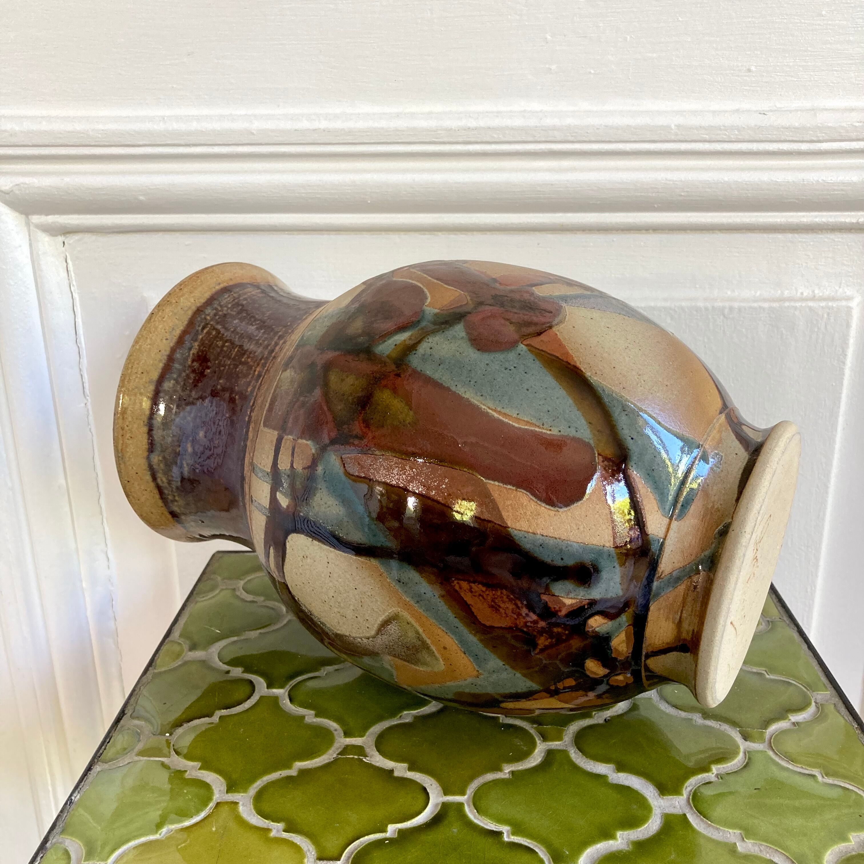 Vase poterie émaillée céramique signée