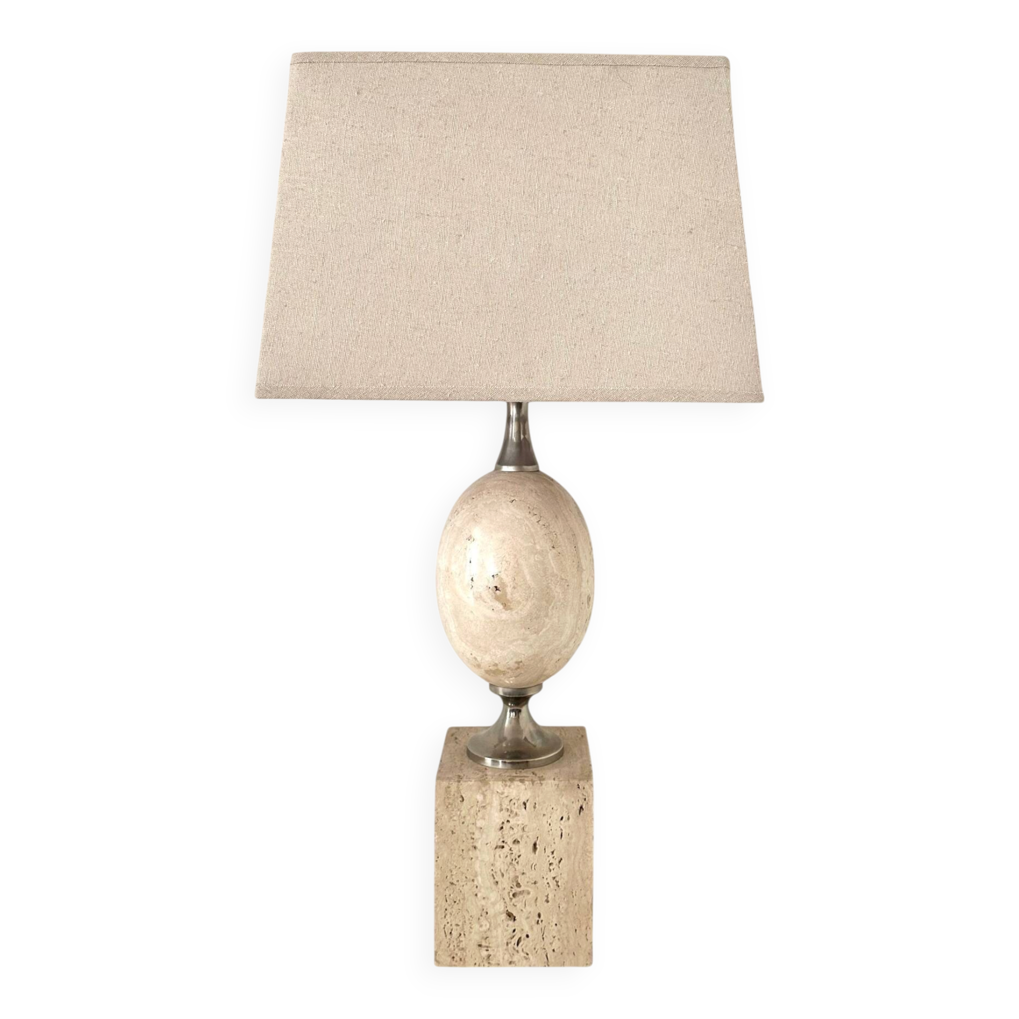 Travertine lamp by Philippe Barbier