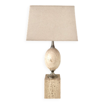 Travertine lamp by Philippe Barbier