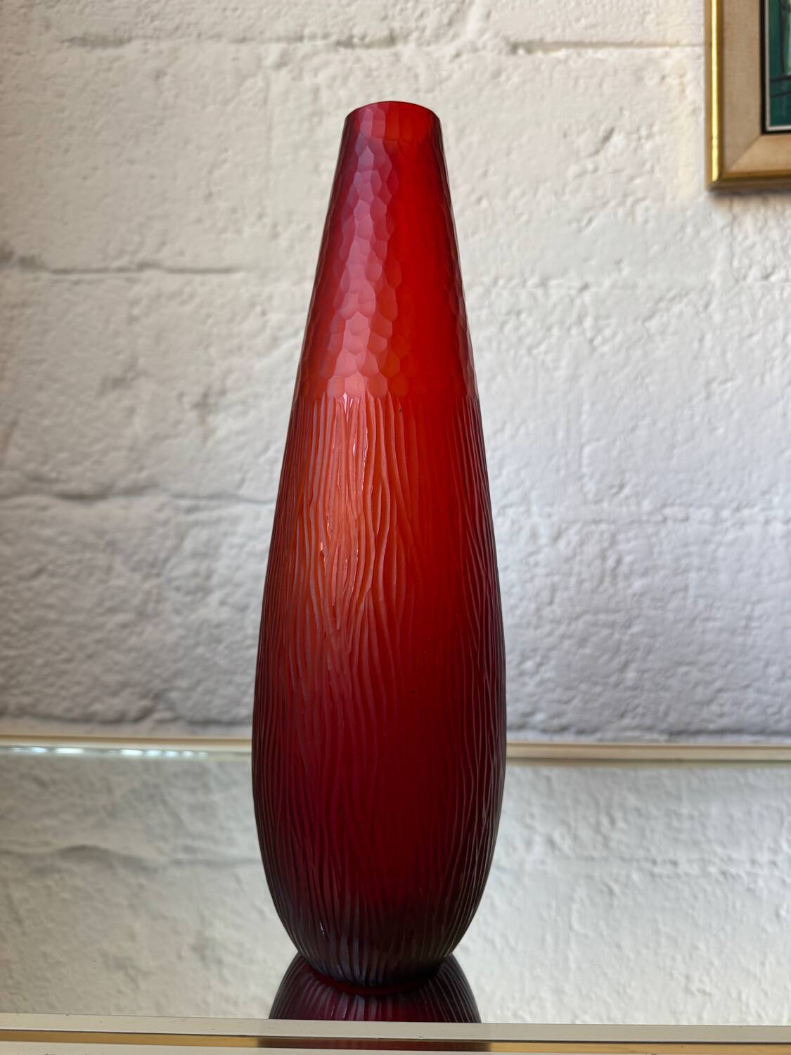 Art Deco style red glass vase