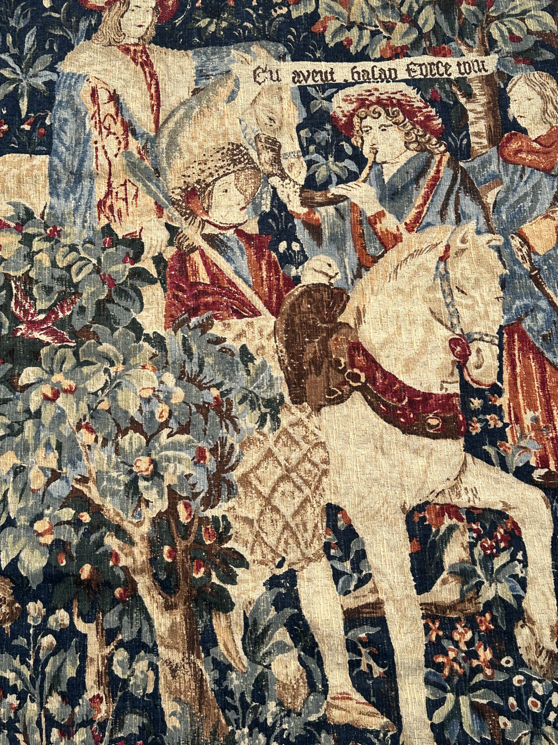 Vintage tapestry hand-screen printed in France