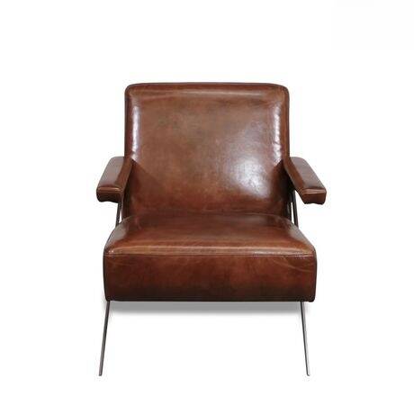 Fauteuil contemporain en cuir et métal