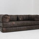 Canapé vintage en cuir patchwork des années 1970