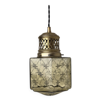 Suspension art deco in coloured glass