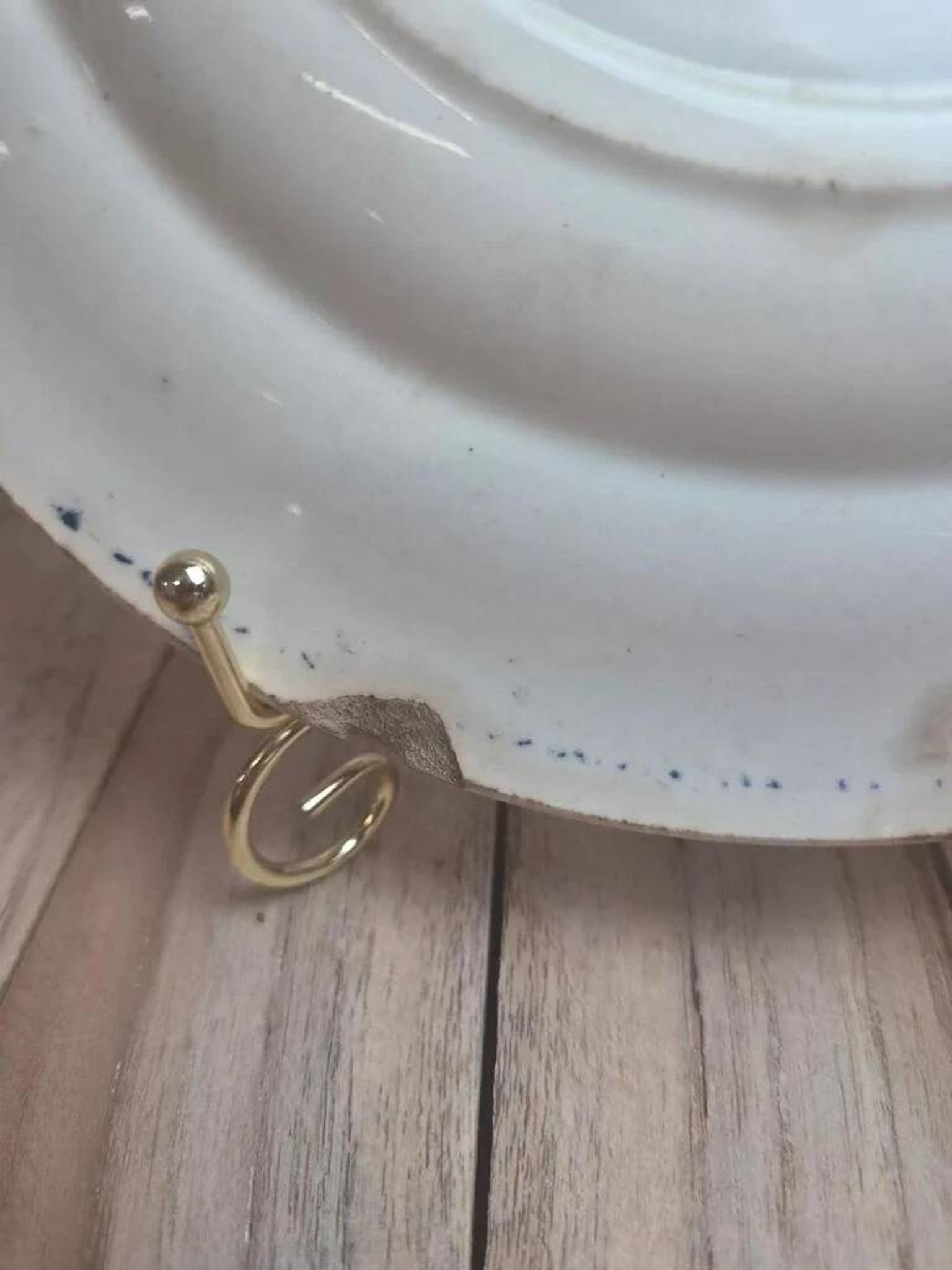Antique plate Terre de Fer Clairefontaine Rouen blue decoration