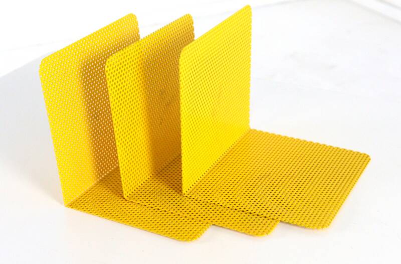 Ensemble de 3 serre-livres en métal - design vintage - jaune