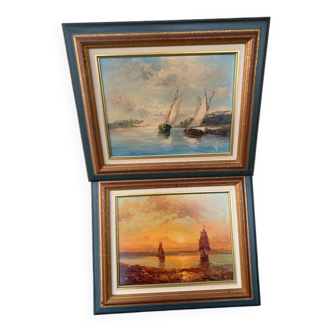 Pair of Richard Willis marine paintings