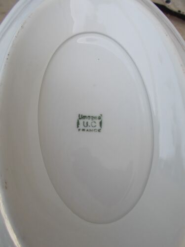 1 antique porcelain sausage Limoges blue and gold nets