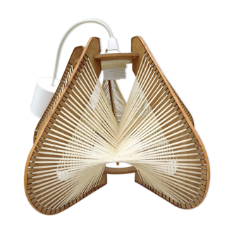 Scandinavian hanging lamp wire and wood