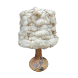 Bedside lamp and its vintage lampshade, Ceramic decoration Herbarium