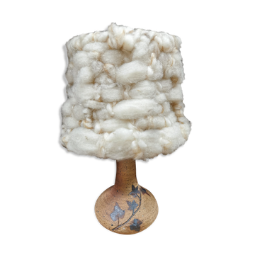 Bedside lamp and its vintage lampshade, Ceramic decoration Herbarium