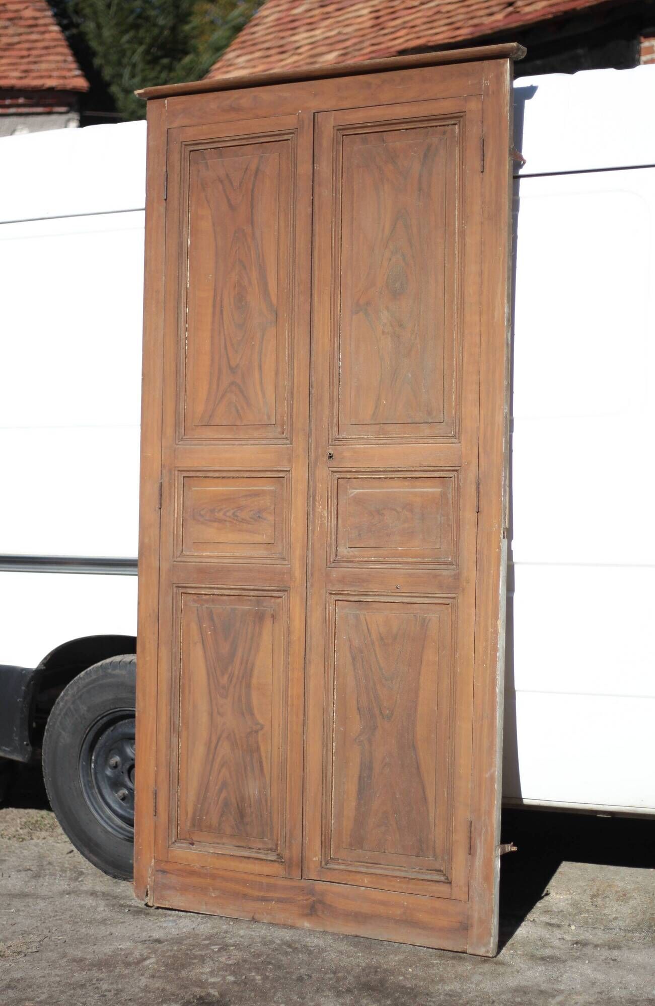 Porte de placard bois ancienne, double porte bois vintage, déco intérieur