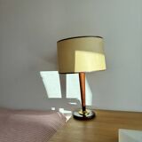 Lampe de table vintage en bois et laiton