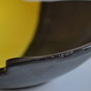 Bicolour ceramic cup in black and yellow signed Luc Vallauris 1950