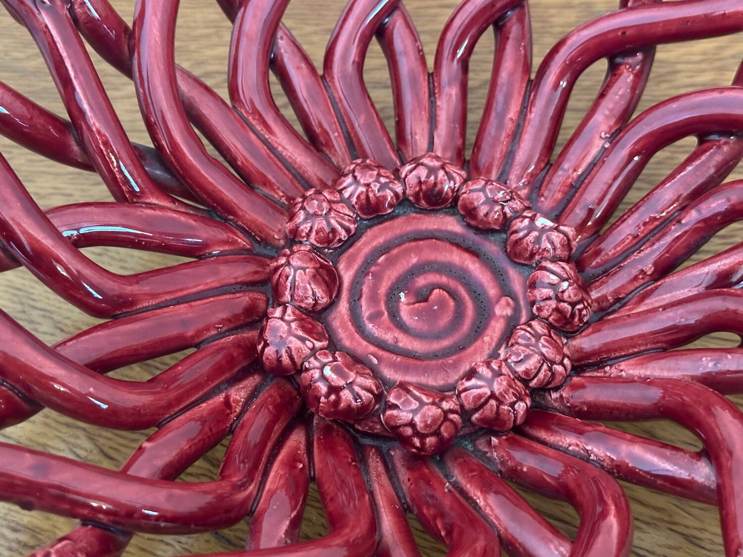 Antique fruit basket in woven ceramic Vallauris