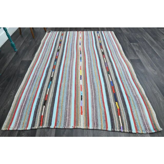 1970s Vintage Turkish Oushak Handmade Wool Cotton White Area Rug 176x250