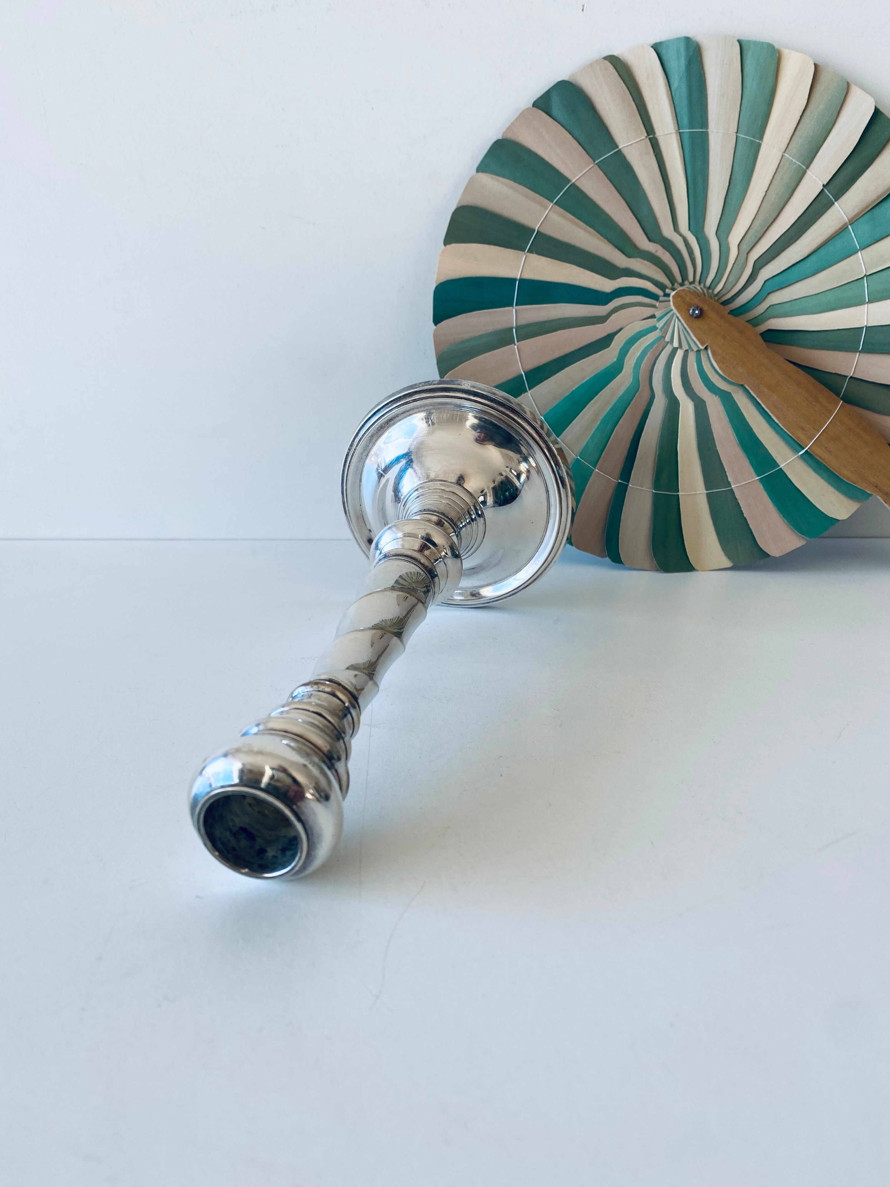 Twisted silver candle holder