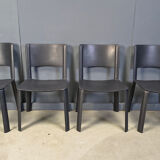 Vintage black leather dining chairs, Italy, 1980s