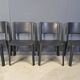 Chaises de salle à manger vintage en cuir noir, Italie, années 1980.
