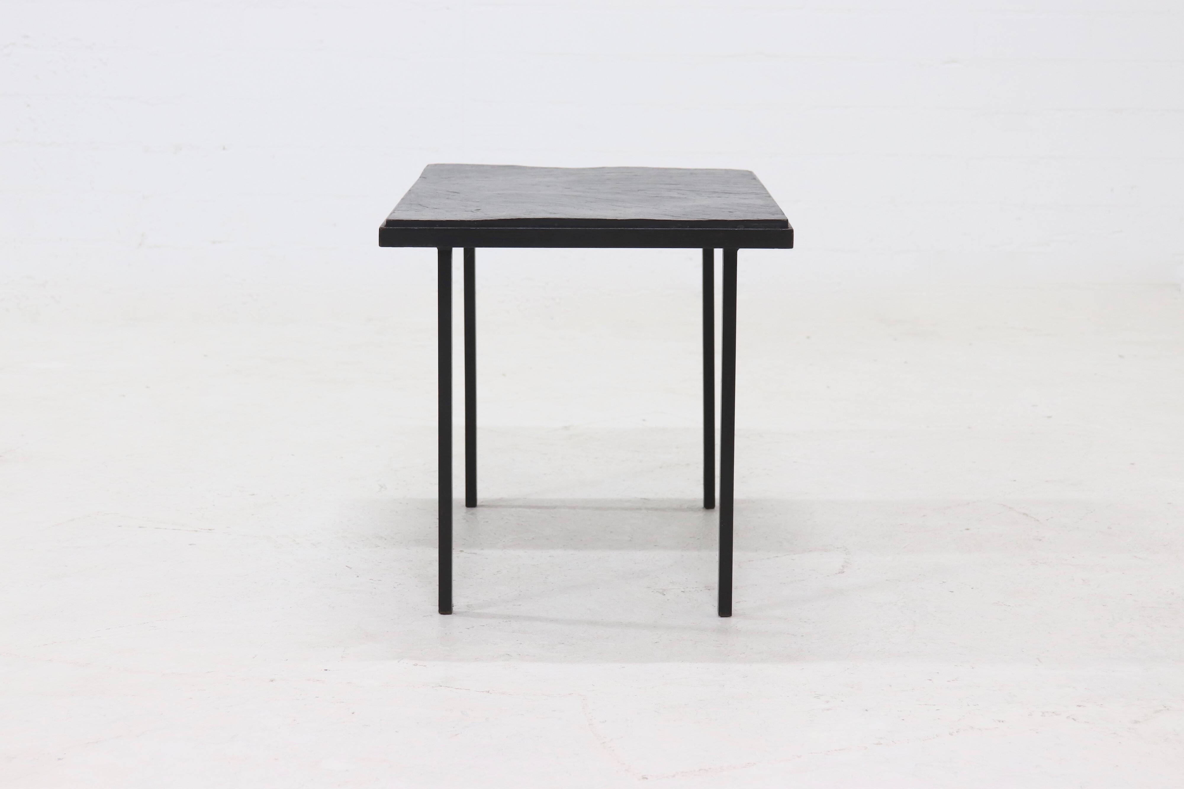 Minimalist Steel and Slate Side or Coffee Table 1960s