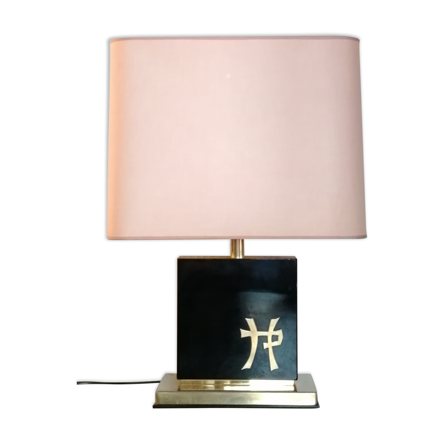 Table lamp, in lacquered wood and brass by Jean Claude Mahey 1970