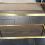 Console smoked glass and brass Italian design year 70 in the taste of nanda vigo