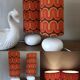 Two lamps with a seventies psychedelic wave print.
