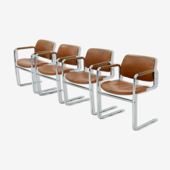 Set de 4 chaises de salle à manger par Jorgen Kastholm pour Kusch + Co 1970s