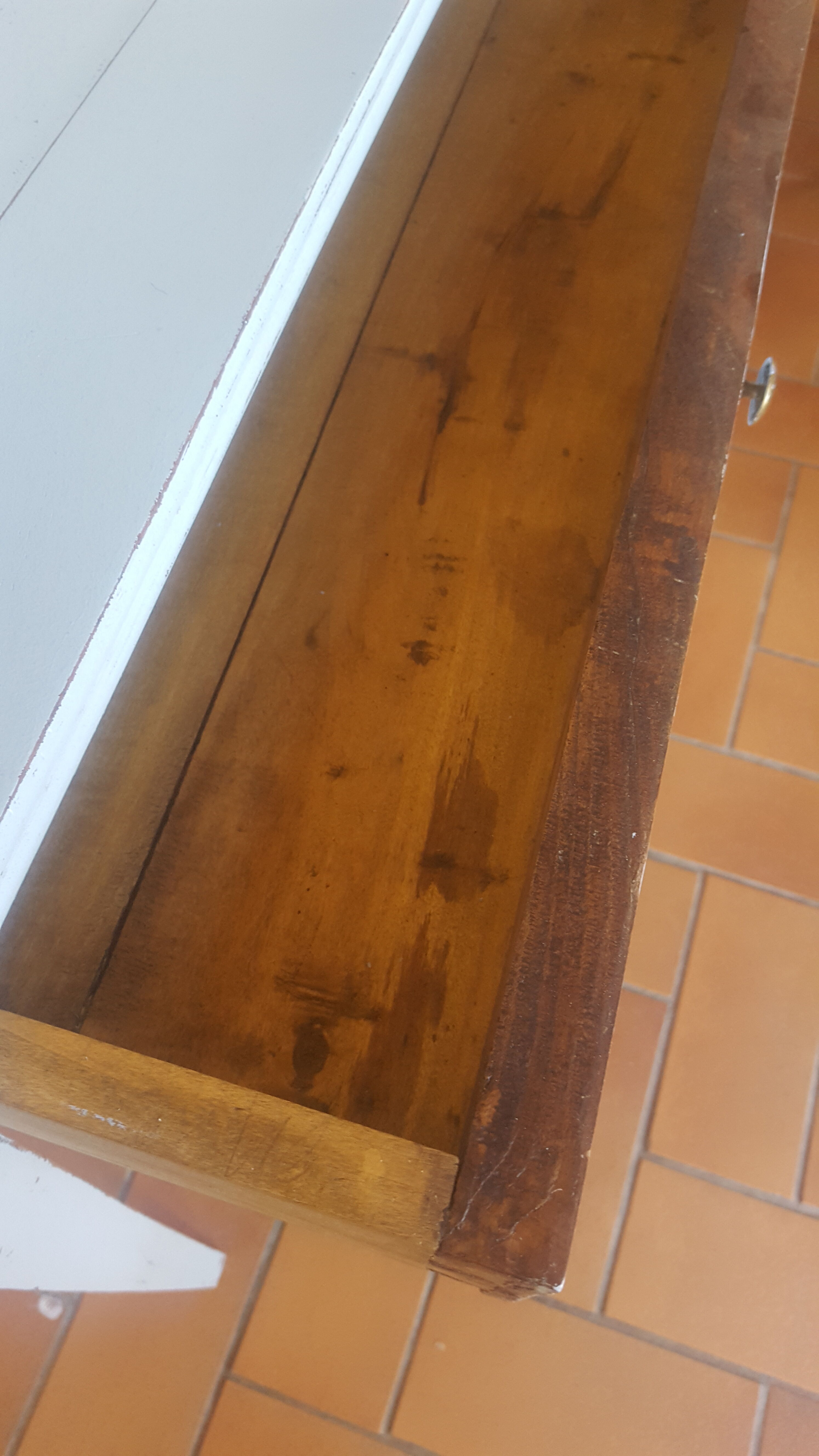 Small sky blue patina farm table