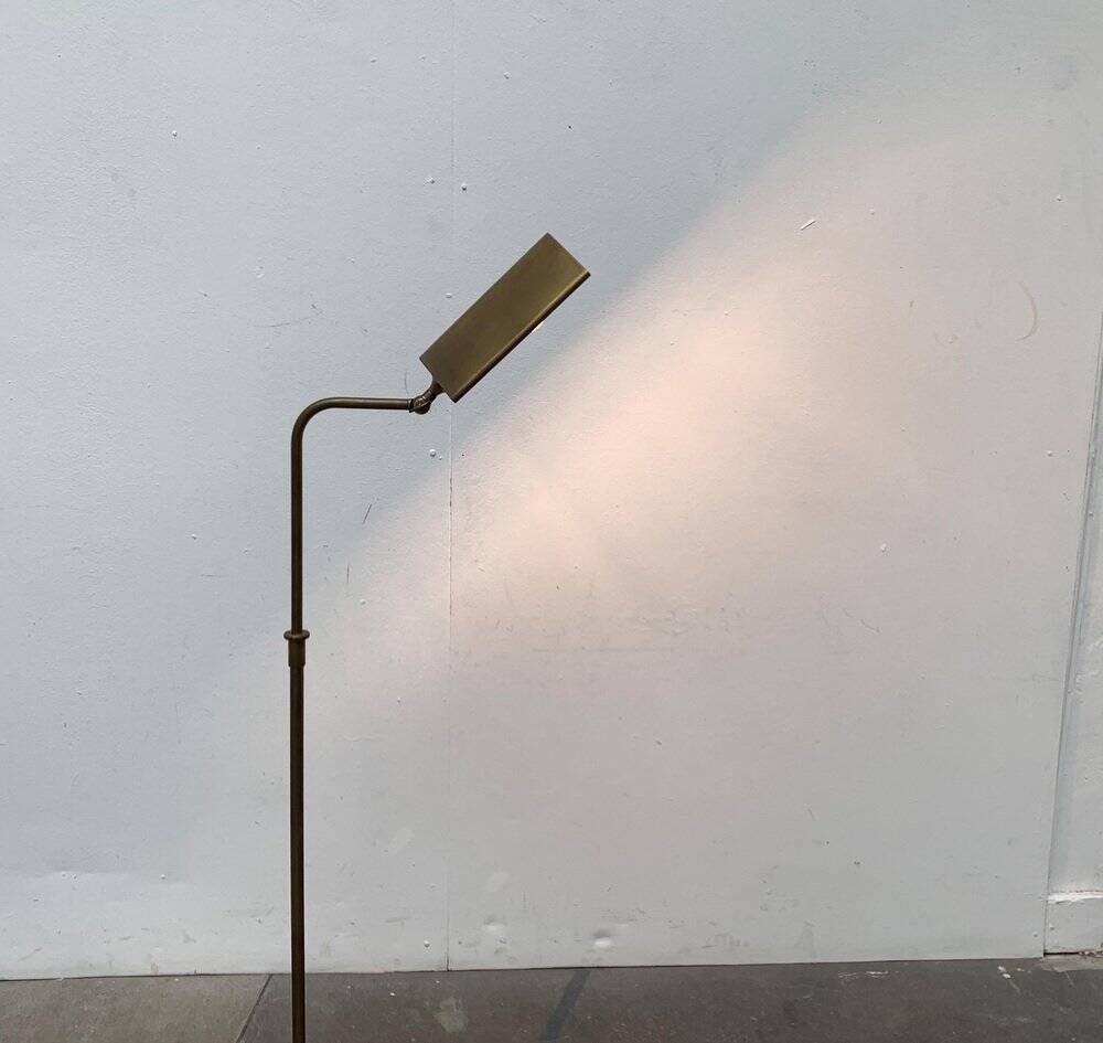 Vintage Hollywood Regency floor lamp in German brass by Florian Schulz.