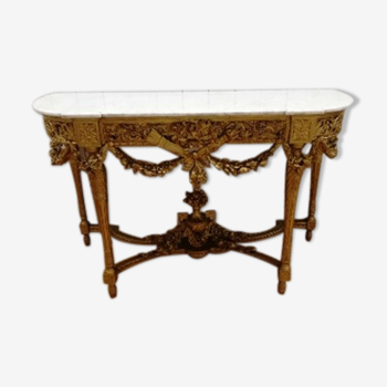 19th century period console in gilded carved wood in the taste of the 18th century